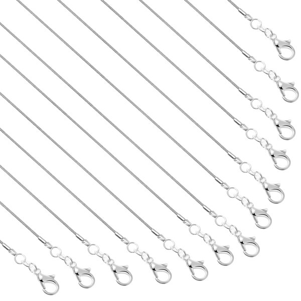 25 Pack Silver Chains for Jewelry Making, Paxcoo Metal Necklace Chains Bulk Silver Plated Snake Chains for Necklace Jewelry Making, 1.2 mm (18 Inches)