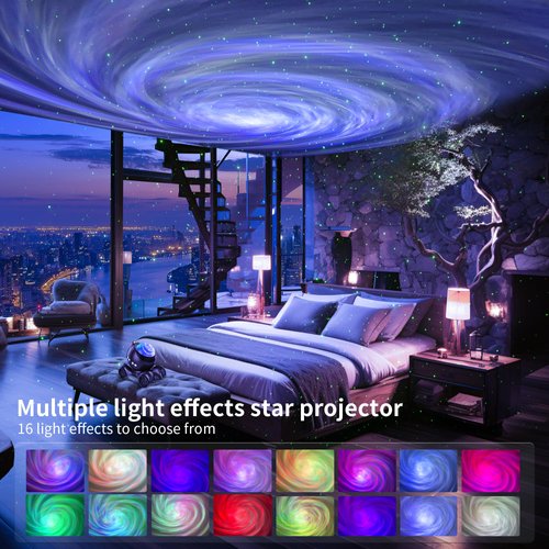 ENOKIK Galaxy Projector, Star Projector Built-in Bluetooth Speaker, Night Light Projector for Kids Adults, White Noise Aurora Projector for Home Decor/Relaxation/Party/Music/Gift (Black)