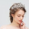 Woeoe Rhinestone Queen Tiara and Crown Silver Crystal Bride Wedding Crowns Bridal Women Crown Headband Princess Tiaras for Birthday Party Bridesmaids