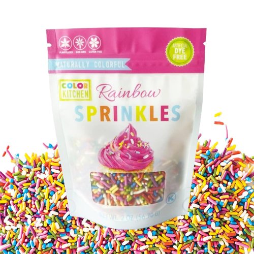 ColorKitchen Rainbow Sprinkles Natural Ingredients Baking Cake Decorations, Ice Cream, Cookie, Artificial Dye-free, Plant-Based Colors, Gluten-Free, Non-GMO, No Hydrogenated Oils, Soy-Free, Kosher, 2 OZ
