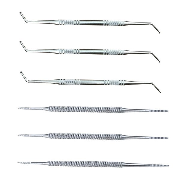 6 Pieces of Stainless Steel Toenail Tool Set Toenail Lifter Toenail Cleaner Toenail File Manicure Tools (Double-Sided Nail File and Toenail)