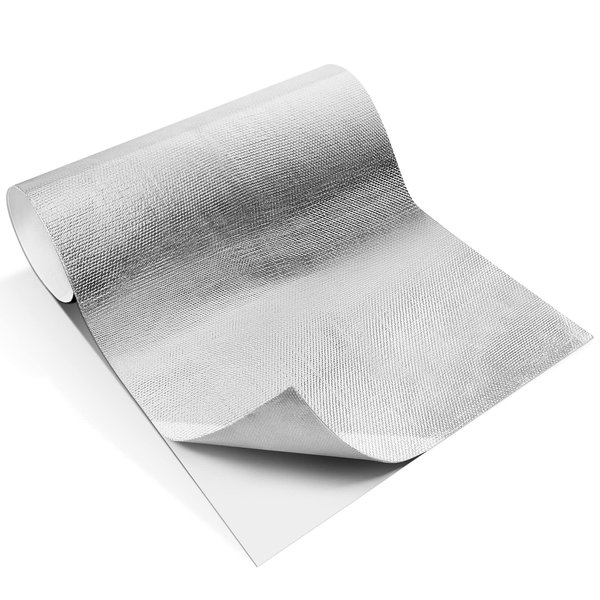 Aluminized Heat Shield Adhesive Backed Heat Barrier Insulation Wrap Reflective Heat Fiberglass Insulation Blanket for Automotive Exhaust High Temp Protection (1 Pcs, 24 x 48 Inch)