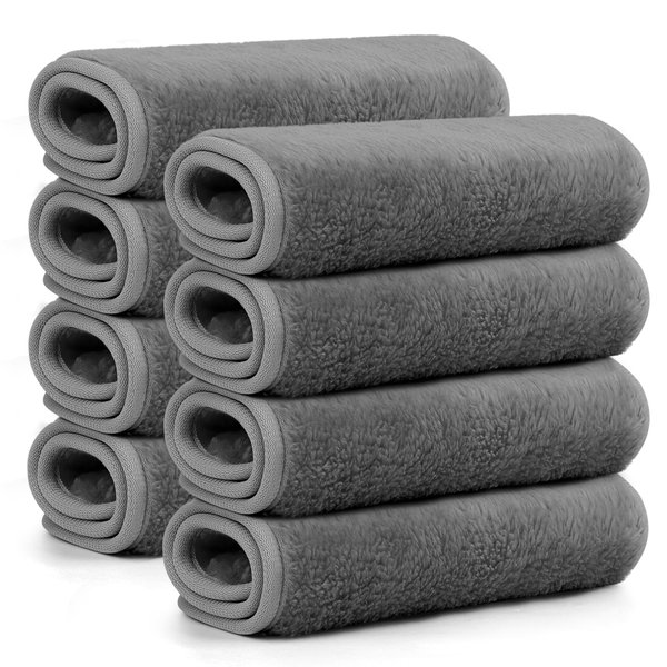 HealAge Makeup Remover Cloth Pack of 8, Soft Microfiber Makeup Remover Towels,13x7 inch Reusable Facial Cleansing Cloths for All Skin Types,Gray