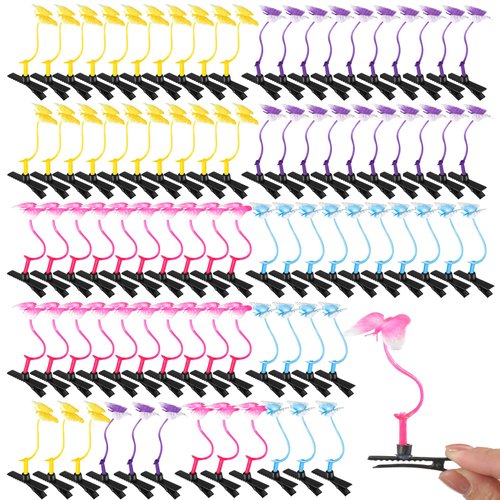 Tigeen 100 Pieces Butterfly Hair Clip Funny Butterfly Hairpins Little Assorted Colors Butterfly Hair Accessories Barrettes Headwear for Women Girls Party