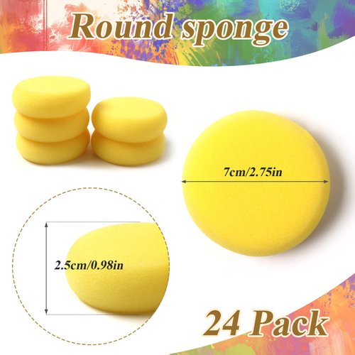 Hapy Shop 24 Pack Painting Sponge Round Synthetic Artist Sponges Watercolor Sponges for Painting, Crafts, Ceramics, Household Use and More,2.8 Inches