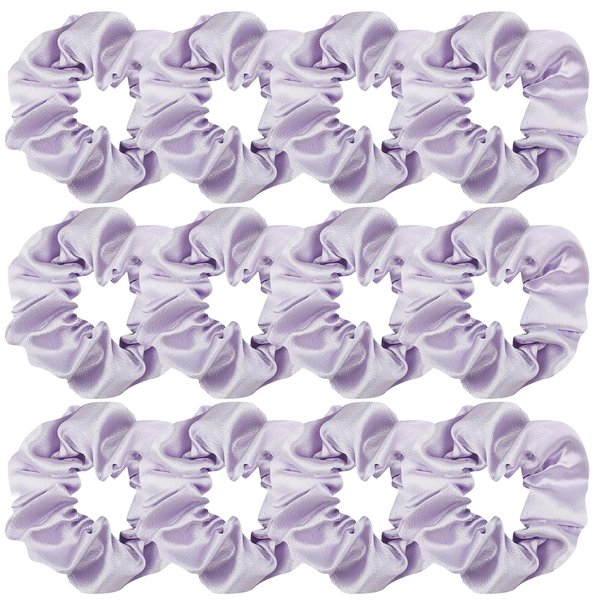 12 Pcs Satin Sleep Hair Scrunchies Pillow Hair Ties Silky School Elastic Hair Bobbles Soft Wrist Scrunchies Ponytail Holders Curly Hair Accessories for Women Girls (Light Purple)