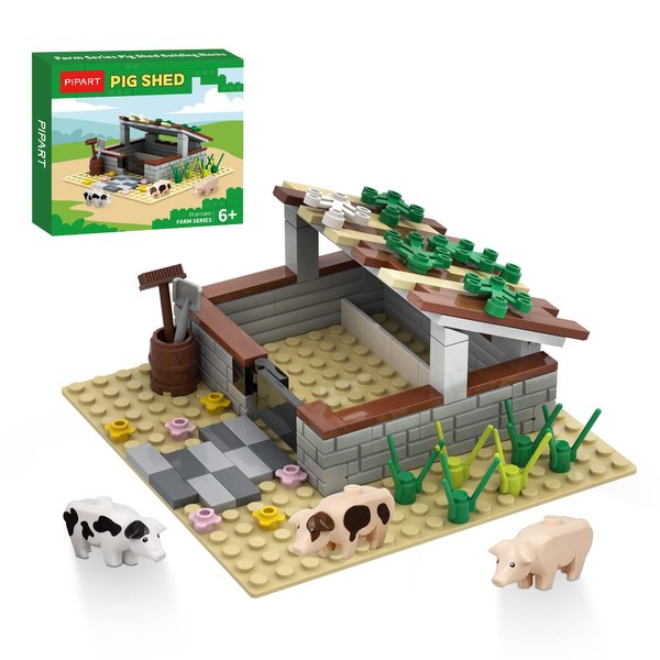PIPART Farm Animal Pig Shed Pig House Building Set, MOC Building Set Toy for Kids, Girls and Boys Age 6+