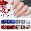 Independence Day Nail Art Glitter Flakes 12 Grids Nail Sequins Star Nail Supplies Mixed Blue Red Sequins Crafts Charms Designs DIY USA Nail Decorations Nail Art Accessories for Women Girl