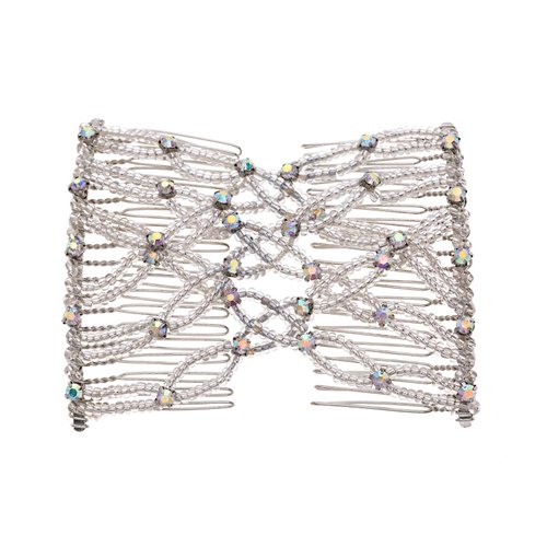 Ruihfas Bling Crystal Rhinestone Hair Clip Comb for Thin, Sleek, Straight Hair - Put Your Hair Up in Seconds w/No Damage, Creases, or Pain - Comfy UpDo, Ponytail, French Twist, Bun (Silver)