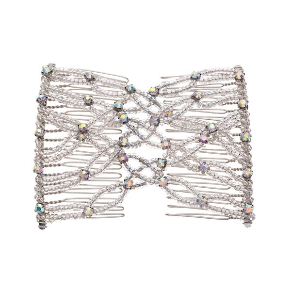 Ruihfas Bling Crystal Rhinestone Hair Clip Comb for Thin, Sleek, Straight Hair - Put Your Hair Up in Seconds w/No Damage, Creases, or Pain - Comfy UpDo, Ponytail, French Twist, Bun (Silver)