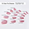 Kliveco 30Pcs Pink Aurora Cat Eye Press on Nails - Handmade Soft Gel Fake Nails with Glue | Semi-Transparent, Short Square Stick On Nails, Reusable & Fit Perfectly | 15 Sizes - 30 Nail Kit