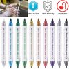 Temporary Tattoo Markers for Skin, 10 Body Markers Make Bold and Fine Lines, Cosmetic Quality + Tattoo Stencils for Kids and Adults, Dual-End Tattoo Pens for Body & Face Art, Halloween Makeup Kit