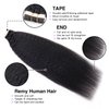 Liqusee Kinky Straight Tape In Hair Extensions Human Hair 100% Remy Hair Natural Black 18 inch 20pcs 50g/Pack Double Sided Seamless Skin Weft Tape ins Real Human Hair Extensions for Black Women