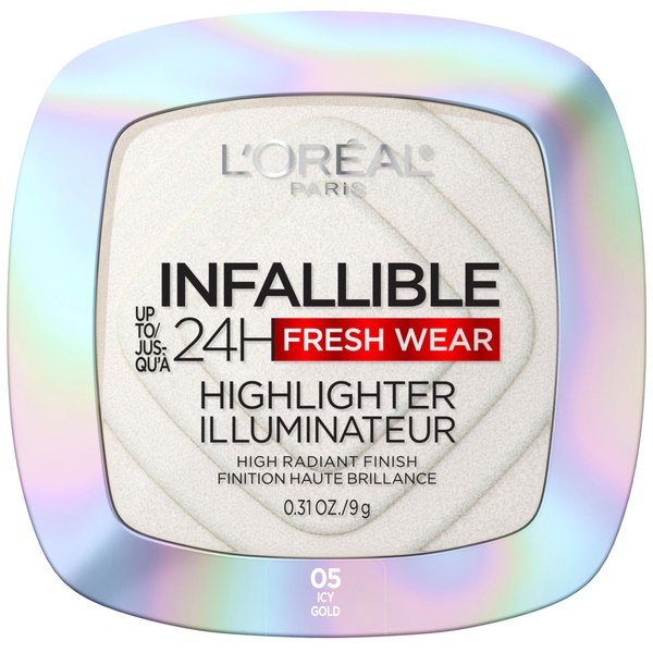 L'Oréal Paris Infallible Up to 24HR Highlighter, Longwear Powder Highlighter For All Day Glow, Icy Gold, 0.31 Oz