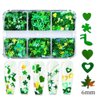 Green St. Patrick's Day Nail Art Glitter Sequins 3D Holographic Four Leaves Nail Confetti Shamrock Shape Nail Decals Flakes Laser St. Patrick's Day Glitter Nail Supplies for Acrylic Nails Decoration