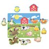 Wooden Peg Puzzle, Farm Chunky Baby Puzzles, Full-Color Pictures Wood Shape Puzzle Peg Board, Animal Knob Puzzle for Educational Toddlers 18Months and up, 8 Pieces