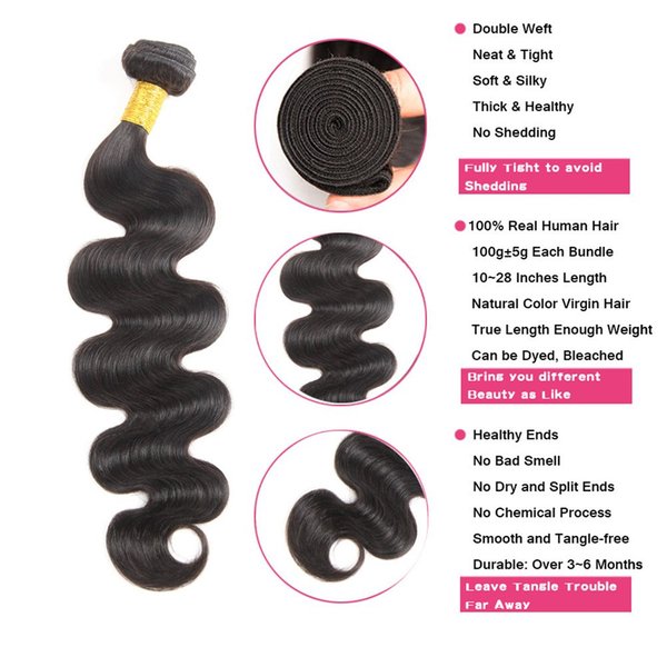 huarisi Body Wave Bundles Human Hair 18 Inch 10a Grade Human Hair Bundles Body Wave 1 Bundles 100% Unprocessed Brazilian Virgin Hair Extensions