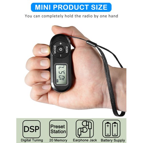 Portable Radio, ZHIWHIS FM Digital Tuner with Best Reception, Pocket Transistor Receiver with Stereo Sound, Battery Operated Walkmen