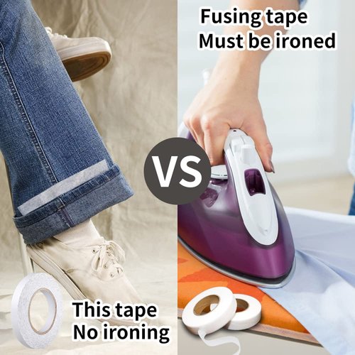 HOOZILI Sticky Fabric Tape Adhesive Cloth Tape Press-on Tape Multipurpose Double-Sided Tape No Sewing Gluing or Ironing Alterations and Hemming Tool (1 Piece 3/5 Inch x 75 Feet)