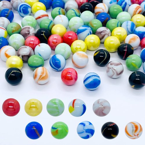 SAIBURAZ 100 Pieces Colorful Glass Marbles Set for Marble Games, Marbles Bulk for 6+ Years Old Boys Girls Kids Marble Games Party Favor Toys DIY Home Decor (0.63 inch, 10 Colors)