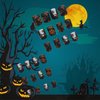 Halloween Along Ghost Press on Nails Branches Gel Glue on Nails 24Pcs Matte Orange Flower Acrylic Short Square False Nails Leaves Fake Nails Stick on Nails for Women Girls with Halloween Ghost