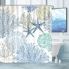 Tritard Extra Long Nautical Coastal Shower Curtain Starfish Seashell Coral Beach Themed Bath Curtain Waterproof Fabric Ocean Shower Curtains for Bathroom with 12 Hooks, 72x84, Blue