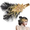 Beaupretty Flapper Headband Roaring 1920s Gatsby Costume Headwear Sequin Wedding Headpiece for Women