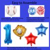 HADCKJA Baseball Balloons Baseball Birthday Party Supplies with 1st Balloon Baseball Glove Balloon Red Blue Star Red Blue Confetti Balloon for Boy Shower Decorations Birthday Party Decorations 9Pcs