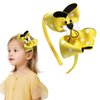 AIUPUOC Yellow Bow Headband for Girls Bow Headbands with Cute Bee Design Spring Hair Accessories Bee Yellow Hair Hoop Cute Big Bow Hair Band Hair Decorations