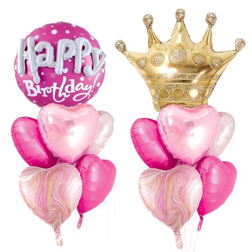 D Dywarm Pink Balloons Pink Birthday Set Of 2 Foil Helium Mylar Balloons,For Princess Birthday Party Decorations Baby Shower Supplies