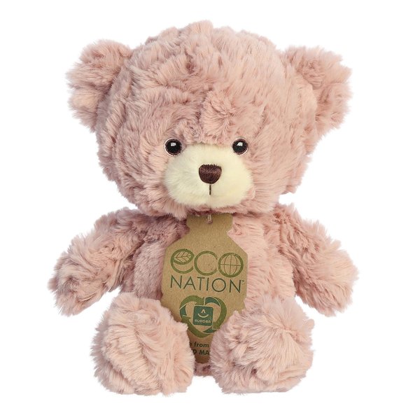 Aurora® Eco-Friendly Eco Nation™ Betsy Bear Stuffed Animal - Environmental Consciousness - Recycled Materials - Pink 8.5 Inches