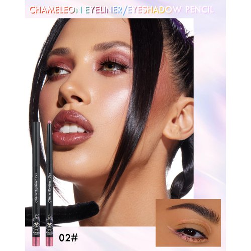 Colored Glitter Eyeliner Pencil, Chameleon Matte Metallic Eyeliner Pen Eyeshadow, Pink Shimmer Retractable Eyeliner Waterproof Smudge-proof, Highlighter Gel Eye Liner with Sharpener Gift for Women-02