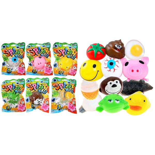 JA-RU Splat Ball Squishy Fidget Balls (6 Balls Assorted) Squishy Egg & Poop Funny Fidget Toys for Kids & Adults. Stress Relief Autism ADHD Sensory Toys. Easter Basket Stocking Stuffers. 5303-6p