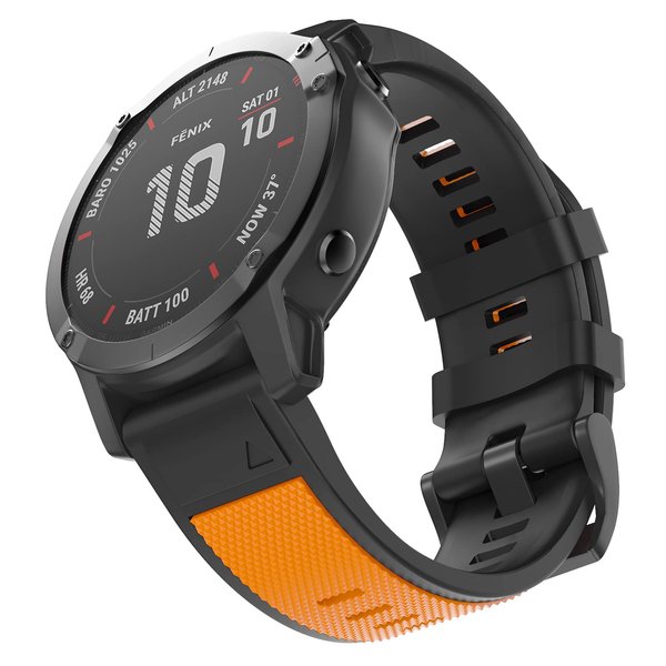 OVERSTEP Compatible with Fenix 5X Band, 26mm Easy-fit Sport Strap Silicone Watch Band Replacement for Garmin Fenix 5X Plus/Fenix 6X/ Fenix 6X Pro/Fenix 7X/ Fenix 3 HR Smartwatch (Orange/Black)