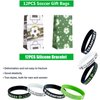 134 Pcs Soccer Party Favors Set Soccer Theme Party Soccer Gift Bags Soccer Silicone Ring Soccer Keychain Silicone Bracelet Whistle Stickers Tattoo Stickers Clap Bracelet for Soccer Themed Party
