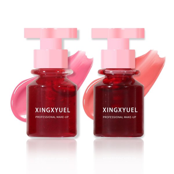 2PCS Lip Tint Lip Stain Set, Velvet Lip Gloss Water Lip Tint Stain Multipurpose Liquid Lipstick Lip Stain Long Lasting Waterproof, Non-Sticky, Lip & Cheek Tint Tinta Para Labios Lip makeup - Set B