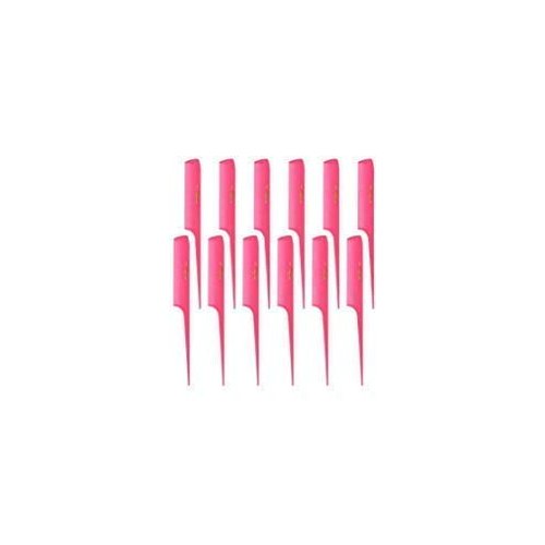 Krest Cleopatra 8-1/2 inch Rattail Combs Extra Fine Tooth. Rat Tail Comb Model #441. Color Neon Pink. 1 Dozen.