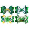 Whaline St. Patrick's Day Bow Clips Glitter Green Shamrock Clover Hair Pins Quicksand Bow Hair Barrettes Alligator Clip Hair Accessories for Girls Women Toddlers Holiday Birthday Gifts, 4 Pack