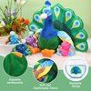 18 Inches Plush Peacock Stuffed Animal Tummy Carrier with 4 Little Plush Peacock Inside Its Zippered Tummy Peacock Cuddly Toy Soft Toy Animals for Birthday Gifts Zoo Party Decor