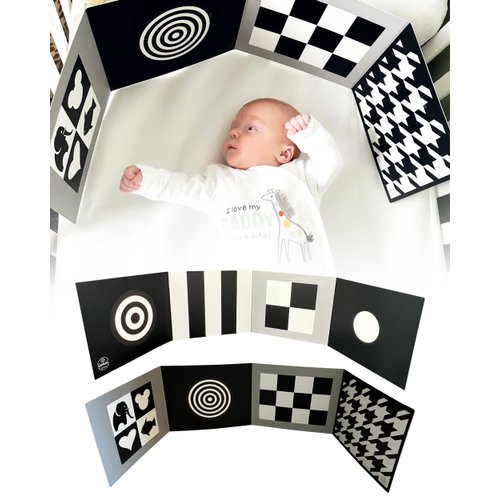 Samuel Sensory Board for Babies - Supersized Black and White Baby Cards for Developmental Newborn Tummy Time Toys - 100cm Newborn Black & White Toys for 0-3 Months & Older - Thick Stand Up Board No. 1