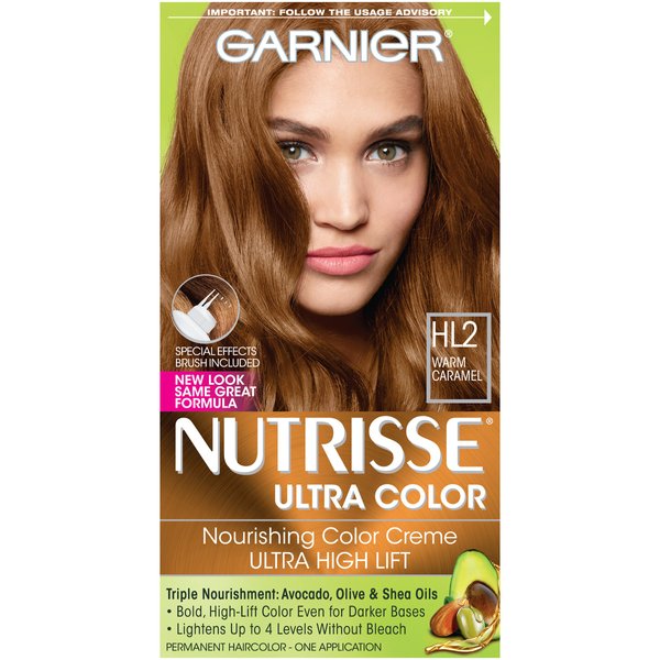 Garnier Nutrisse Ultra Color Nourishing Hair Color Creme, HL2 Warm Caramel (Packaging May Vary)