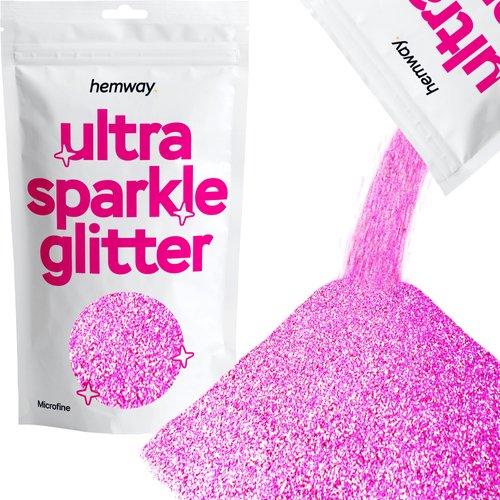 Hemway Premium Ultra Sparkle Glitter Multi-Purpose Metallic Flake for Nail Art, Cosmetic Graded, Makeup, Festival and Hair 100g / 3.5oz - Microfine (1/256 0.004 0.1mm) - Pink Holographic