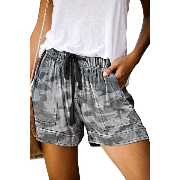 KISSMODA Womens Shorts Camo Printed Summer Casual Drawstring Elastic Lounge Shorts M
