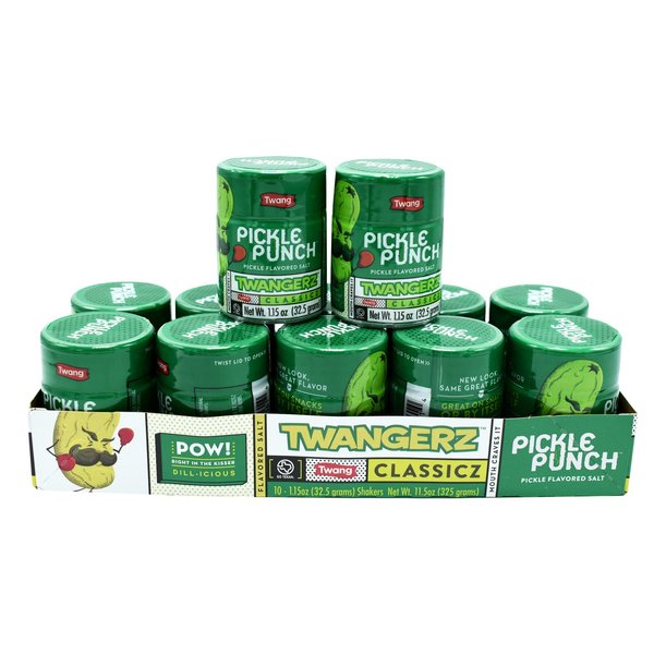 Twang Twangerz Flavored Salt Snack Topping - Lime, Lemon Lime, Chili Lime & Dill Pickle (Dill Pickle, 12 Pack)