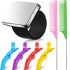 7 Pieces Hair Braiding Tools Magnetic Pin Wristband and 2 Pieces Stainless Steel Pintail Rat Tail Comb with 4 Pieces Wide Teeth Alligator Sectioning Hair Clip for Hair Braid Tool(Vivid Colors)