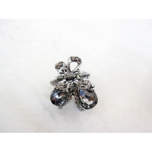 Mini silver metal gray butterfly crystal hair claw clip for thick hair