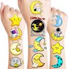 78PCS Moon Temporary Tattoos Themed Space Birthday Party Decorations Supplies Favors Decor Sun Moon Stars Temporary Tattoos Stickers Cute Gifts for Kids Boys Girls Prizes Rewards