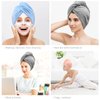 BEoffer 3 Pack Microfiber Hair Towel Wrap Super Absorbent Twist Turban for Women Hair Caps with Buttons for Fast Drying Curly, Long & Thick Hair Anti Frizz(Gray+Pink+Blue)
