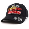 Trendy Apparel Shop Racing 3D Embroidered Flame Car Race Flag Baseball Cap - Black