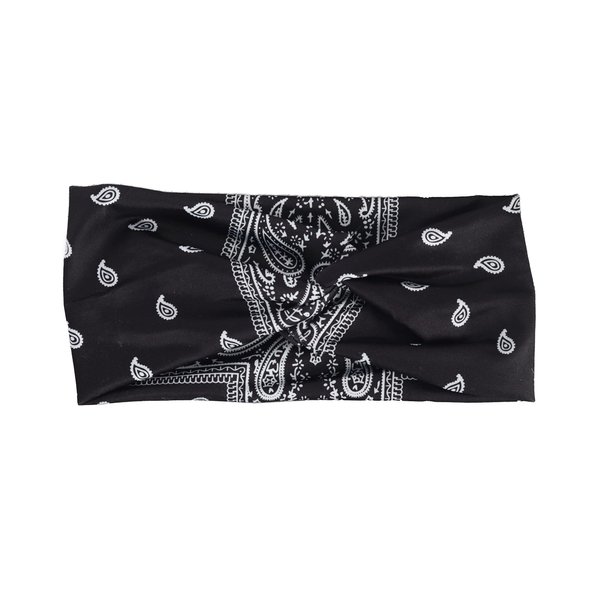 Motique Accessories Paisley Black Twist Turband Wide Headwrap Hair Band for Women